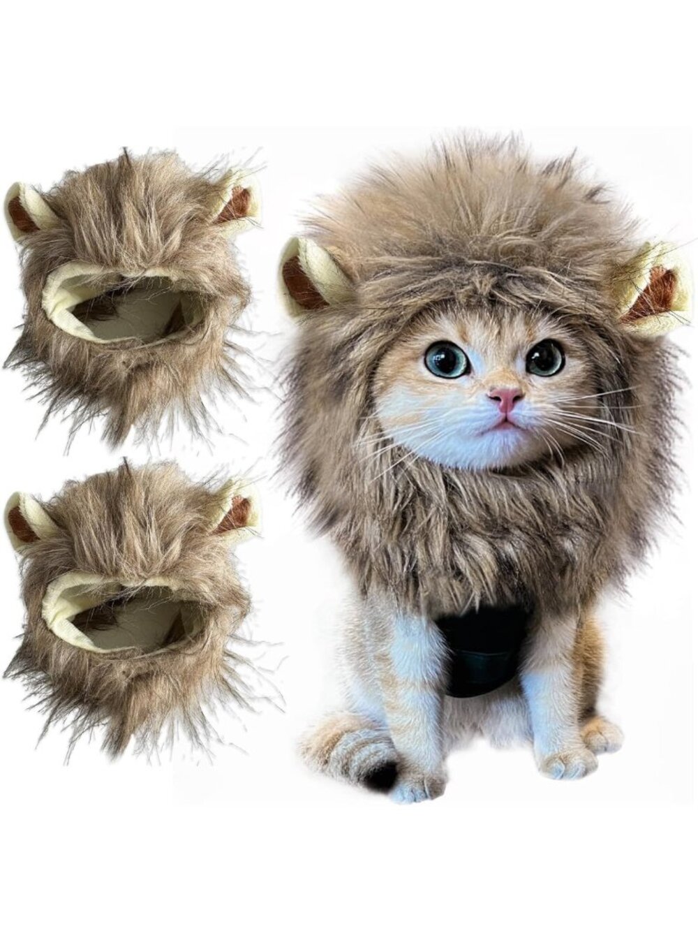 2 Pack Lion Mane Wig for Cats & Small Dogs - Funny Pet Costume for Halloween
